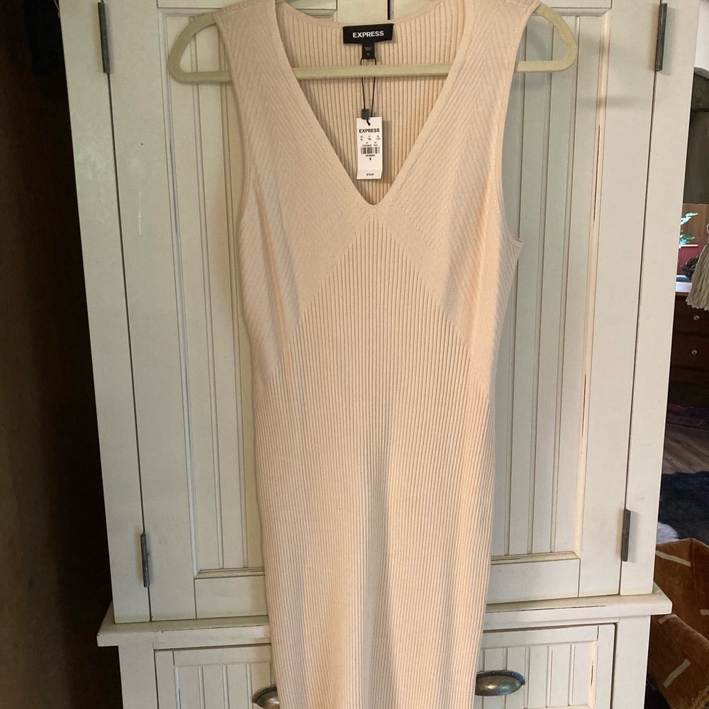 Express ribbed V-neck sweater dress